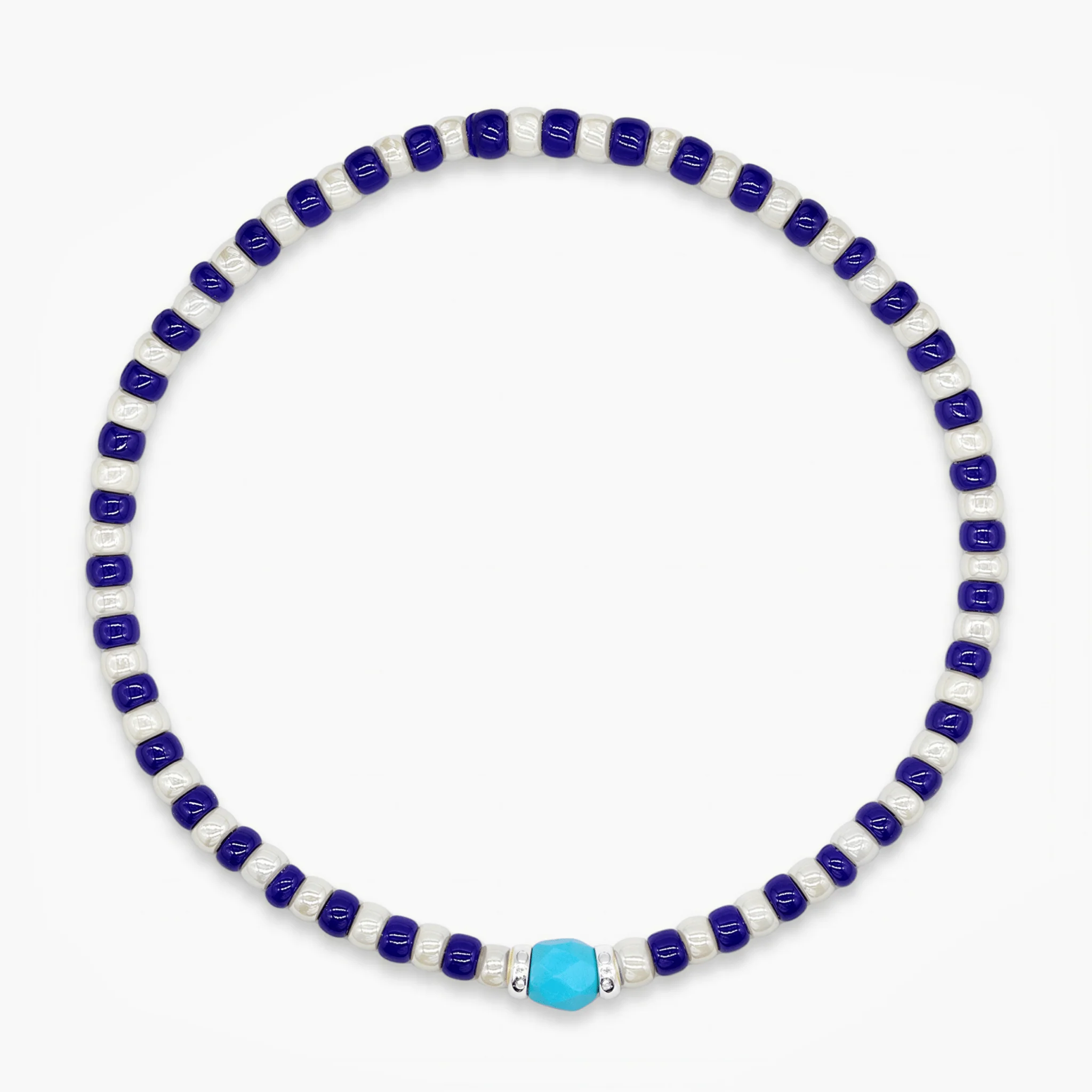 2mm Beads Dandy Bracelet (Pearl/Blue)