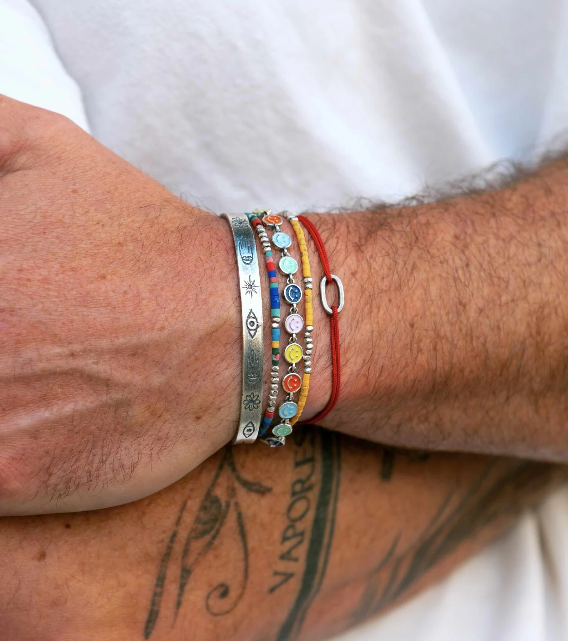 2mm Bracelet With Afghani Stones And Silver Beads (Turquoise) - Image 2