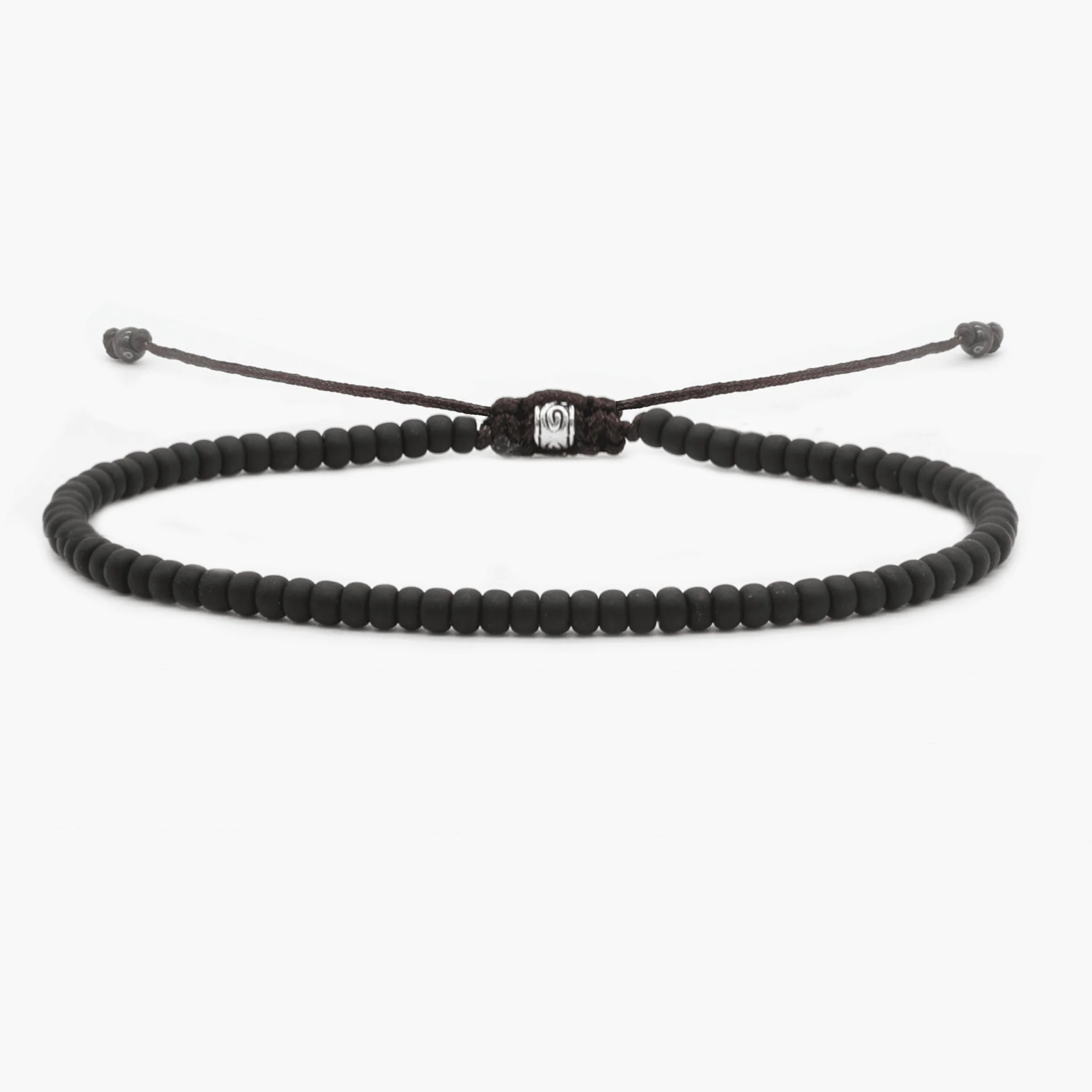 2mm Glass Beads Bracelet (Black Matte)