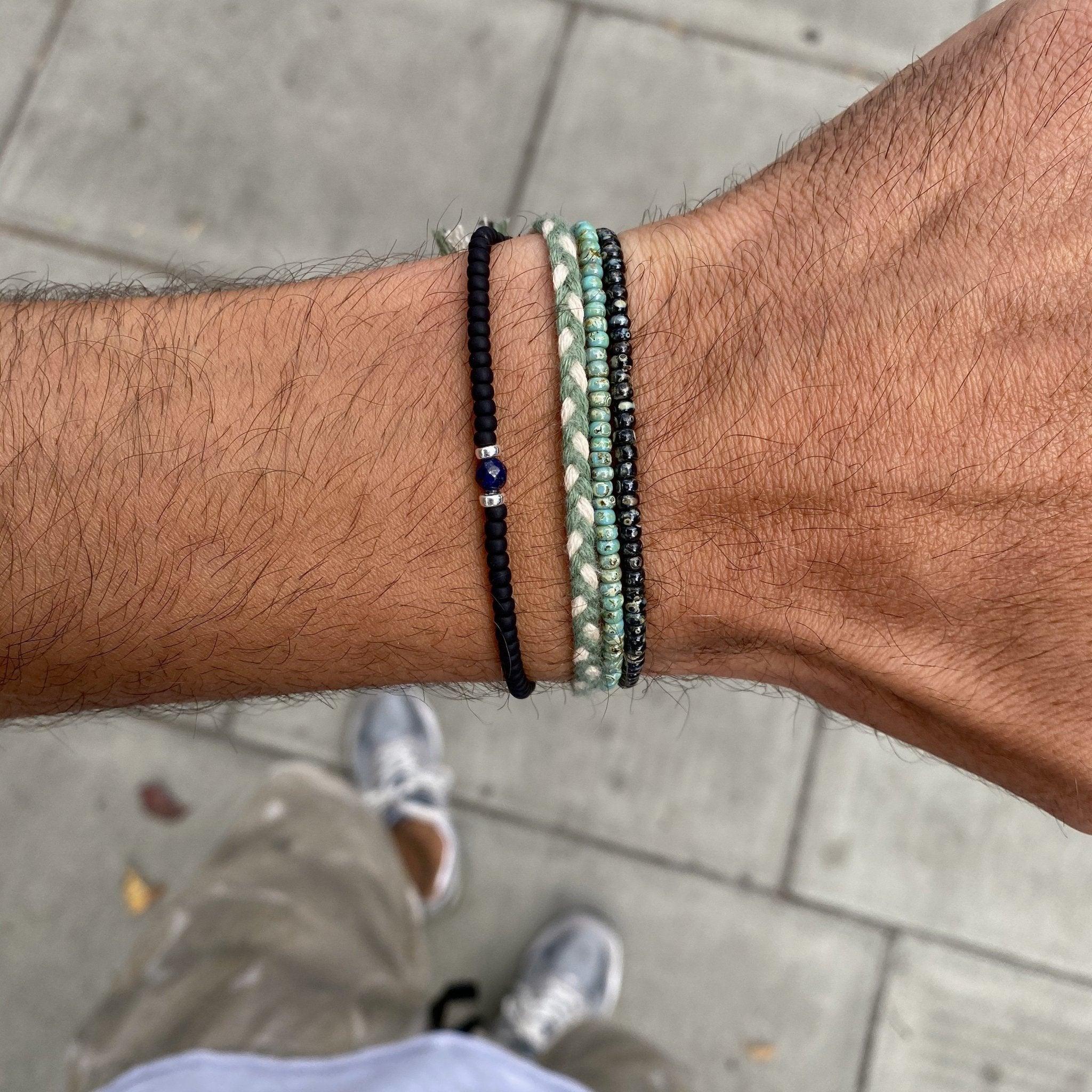 2mm Glass Beads Bracelet (Black Matte) - Image 3