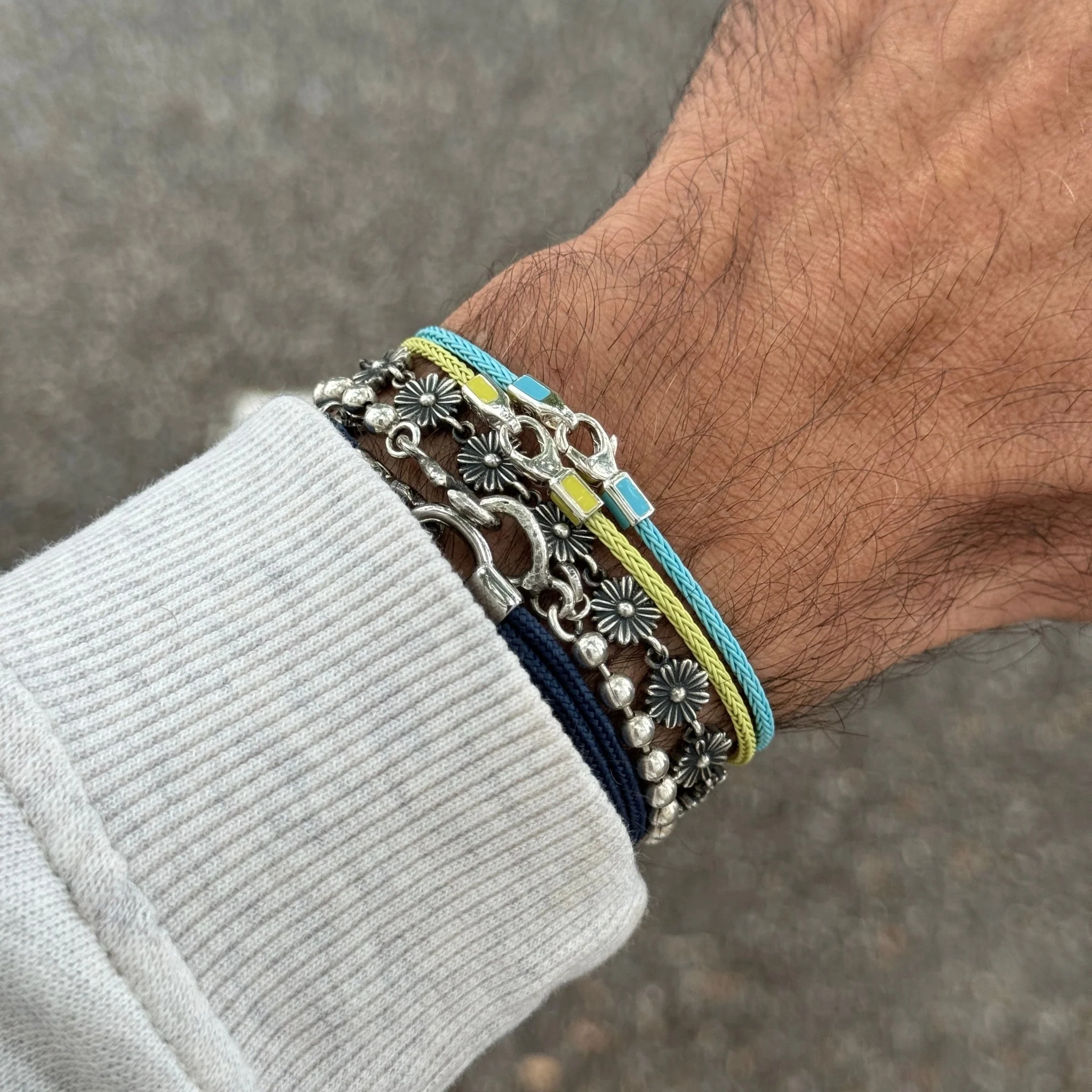 2mm Sailing Cable Bracelet With Sterling Silver Clasp (Slate Blue) - Image 3