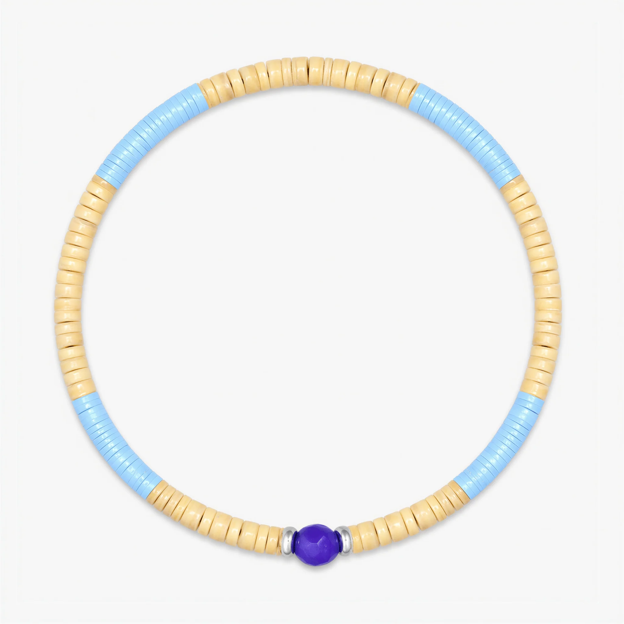 3mm Vinyl Beads Bracelet (Shell/Blue)