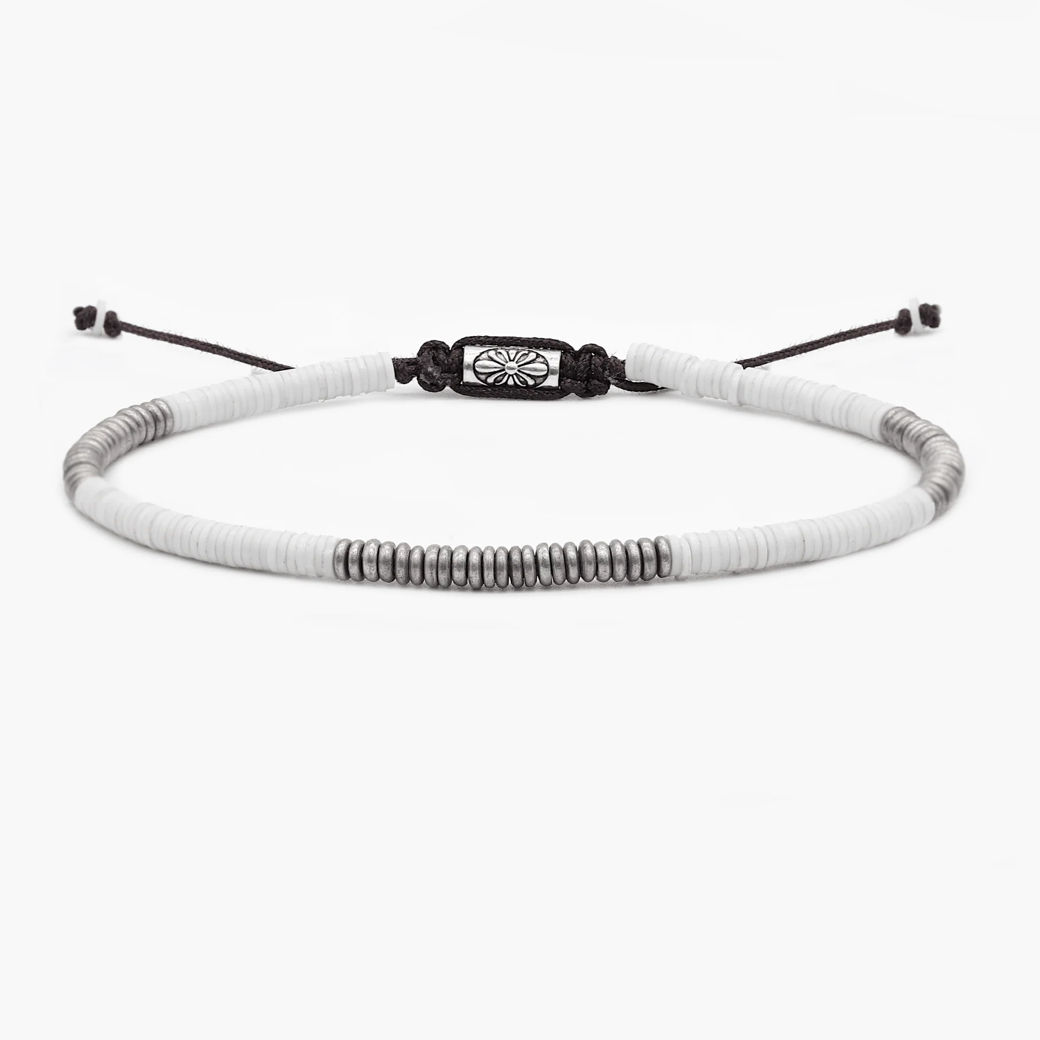 3mm Vinyl Bracelet (White/Silver)