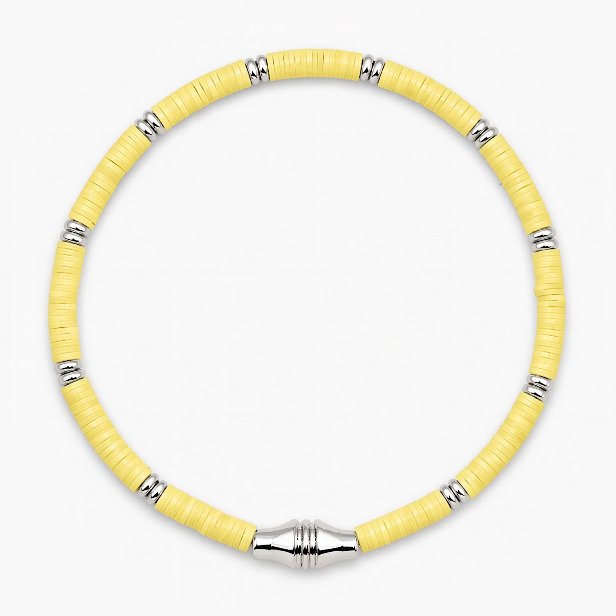 3mm Vinyl Bracelet With Silver Charm (Canary Yellow)