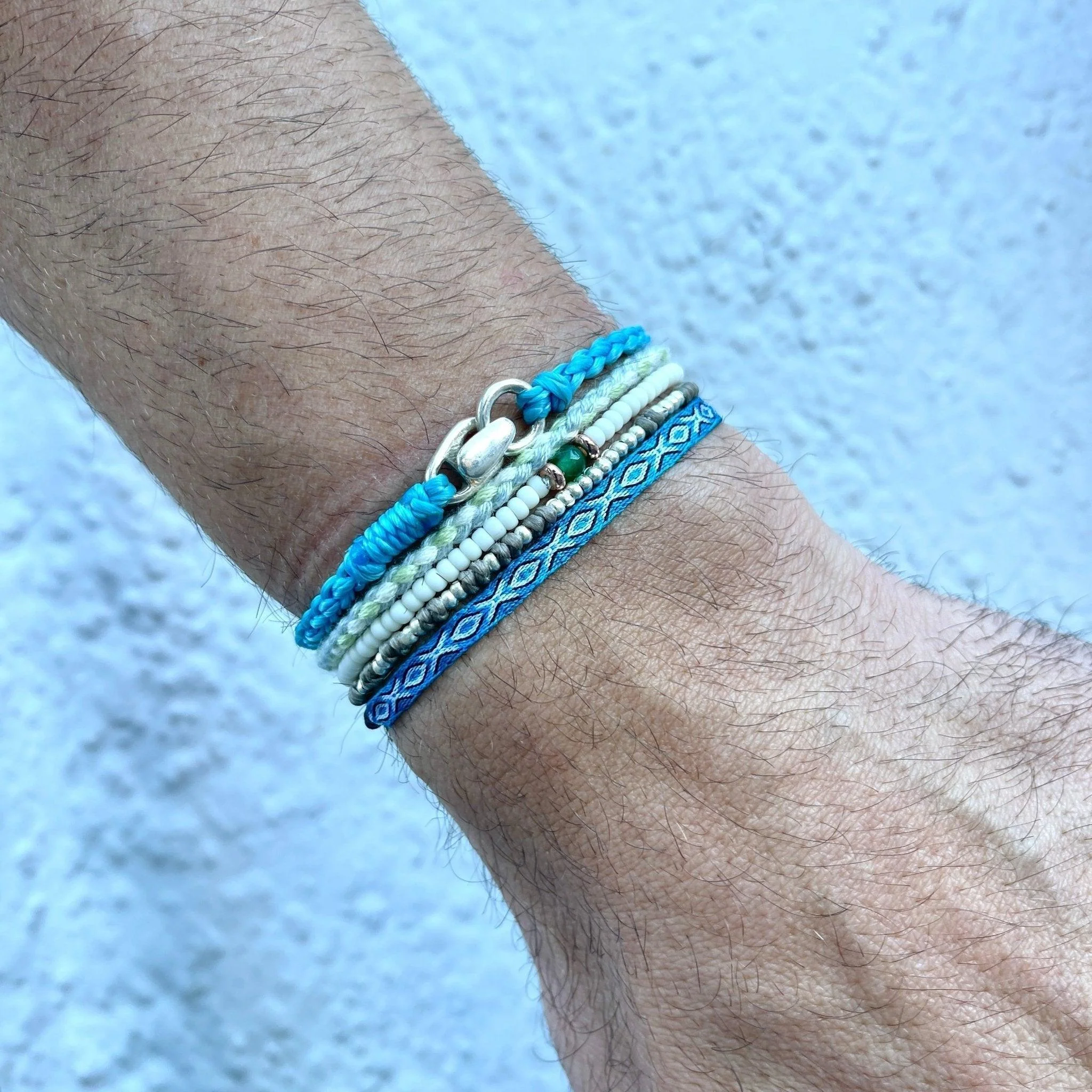 Braided "Antibes" Bracelets With Silver Clasp (Black) - Image 4