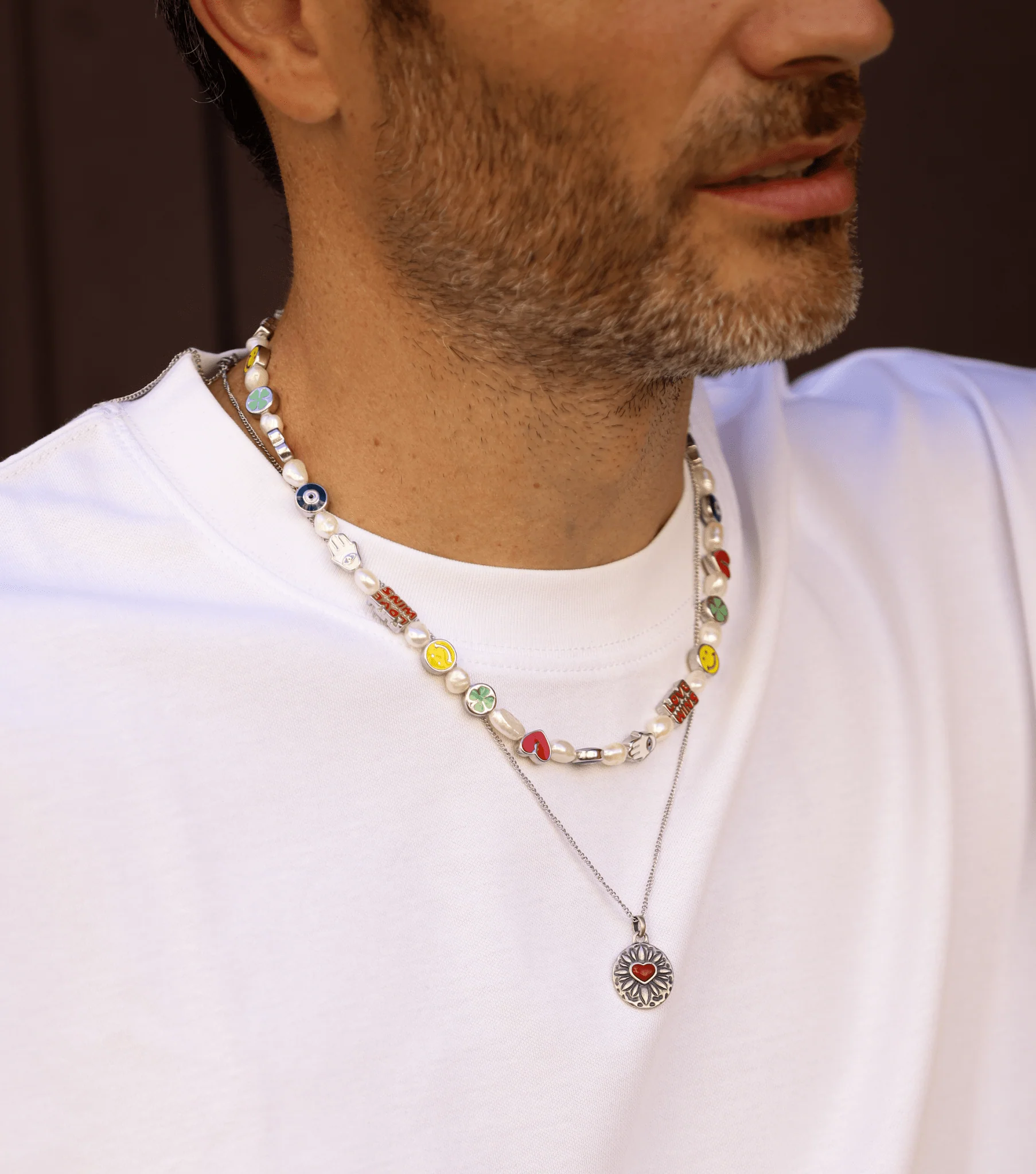 Sacred Heart Sterling Silver Necklace With Red Garnet Stone - Image 4
