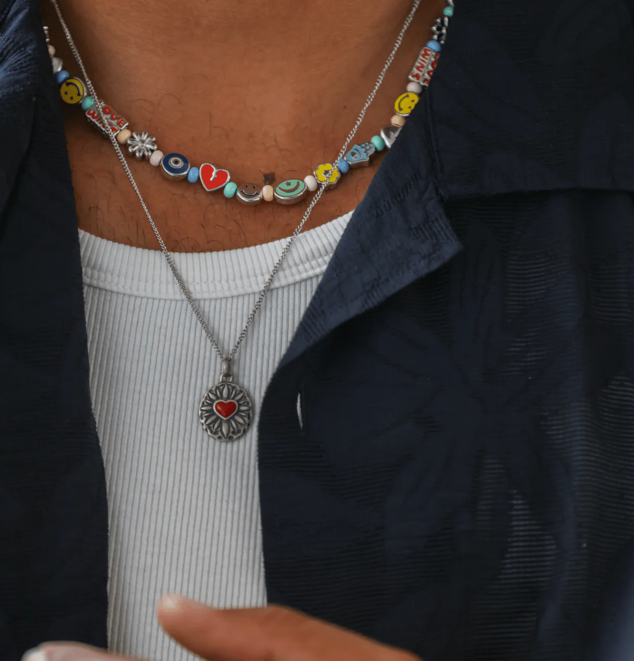 Sacred Heart Sterling Silver Necklace With Red Garnet Stone - Image 5
