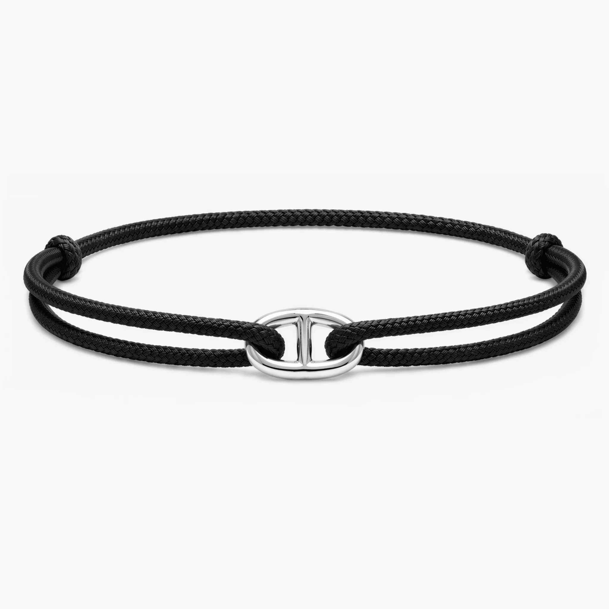 Cord Bracelet With Silver Link (Black)