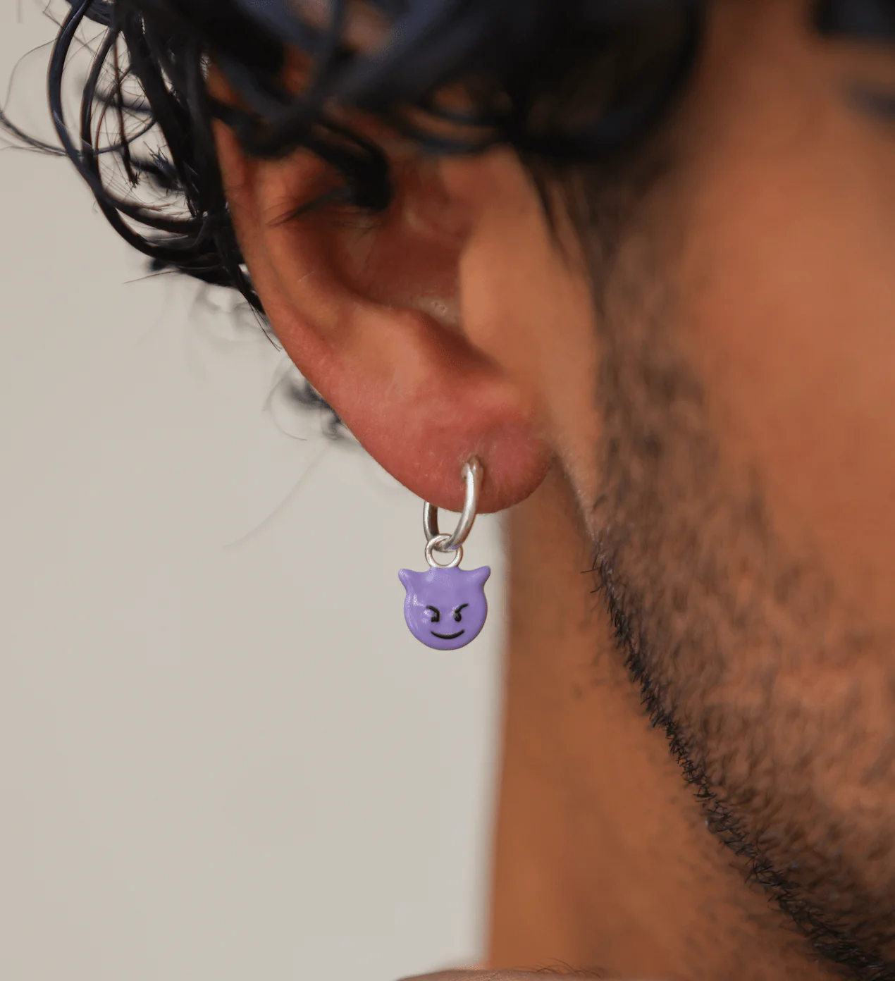 Devil Emoji Sterling Silver Earring - Image 3