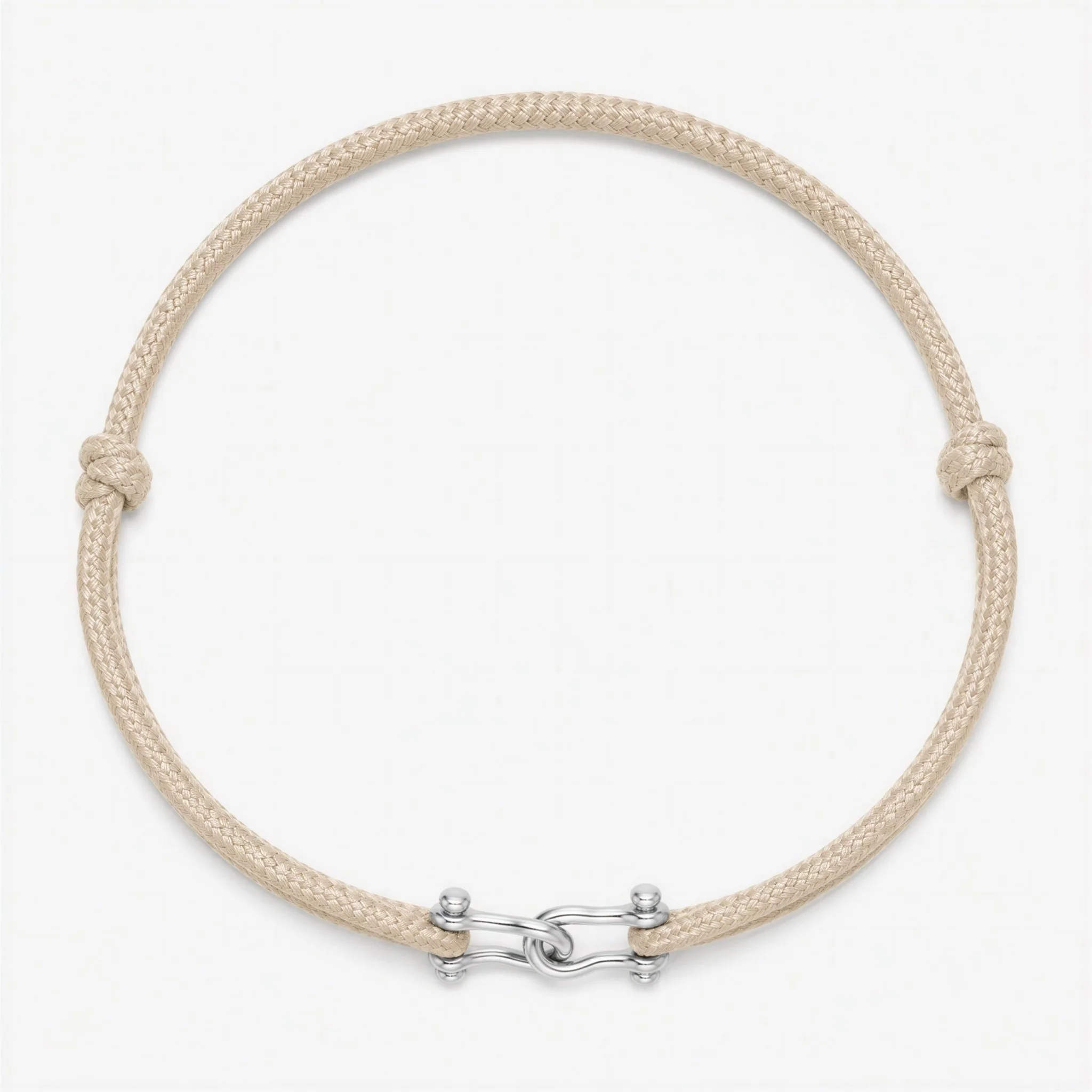 Double Shackles Cord Bracelet (Beige) - Image 2