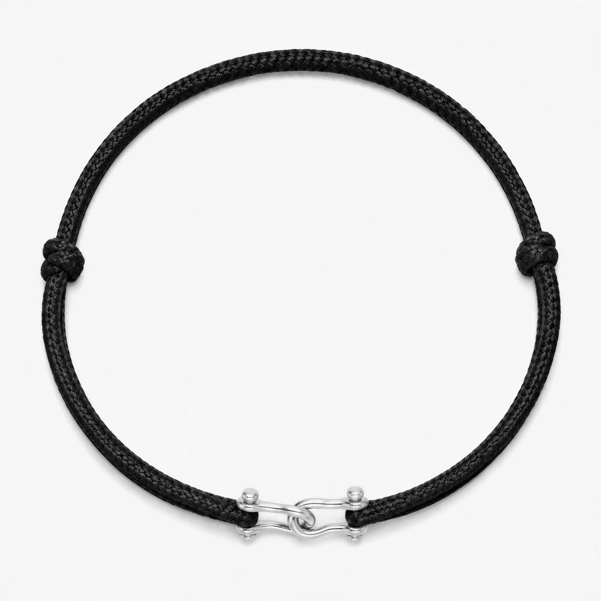Double Shackles Cord Bracelet (Black) - Image 2
