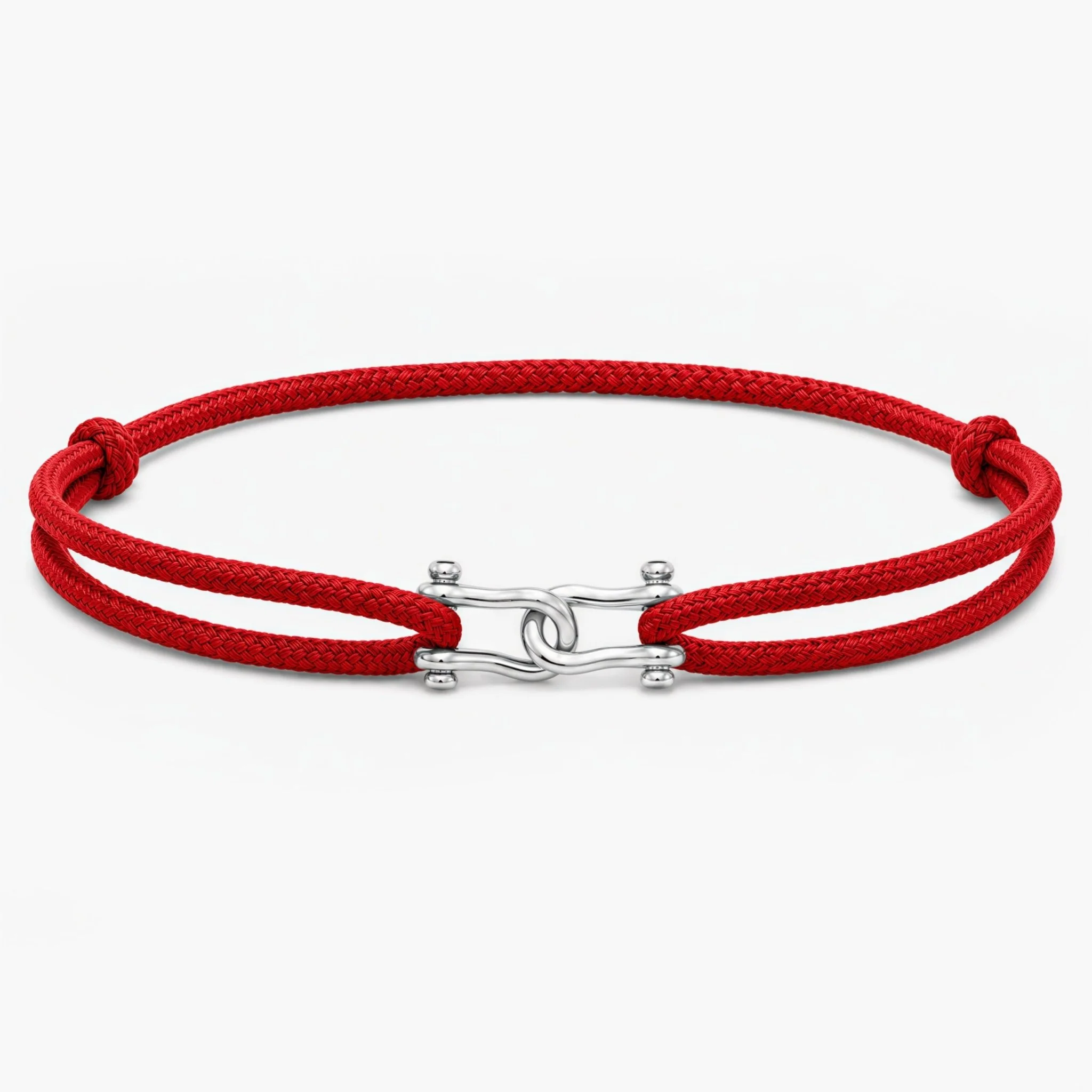 Double Shackles Cord Bracelet (Red)