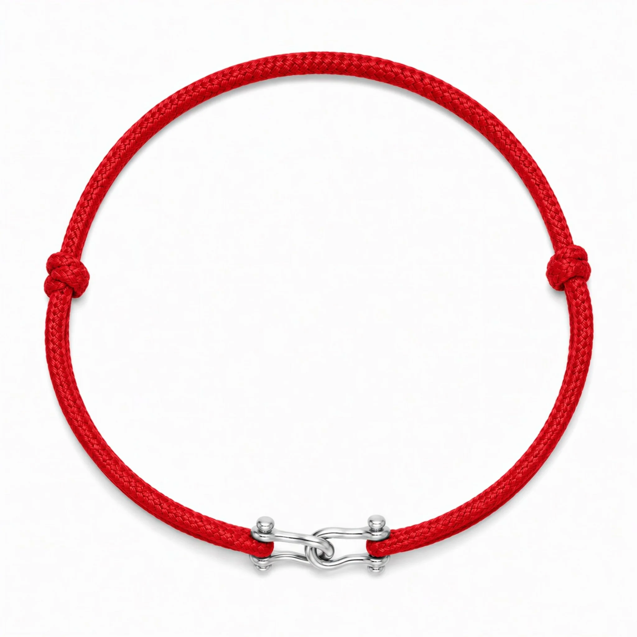 Double Shackles Cord Bracelet (Red) - Image 2