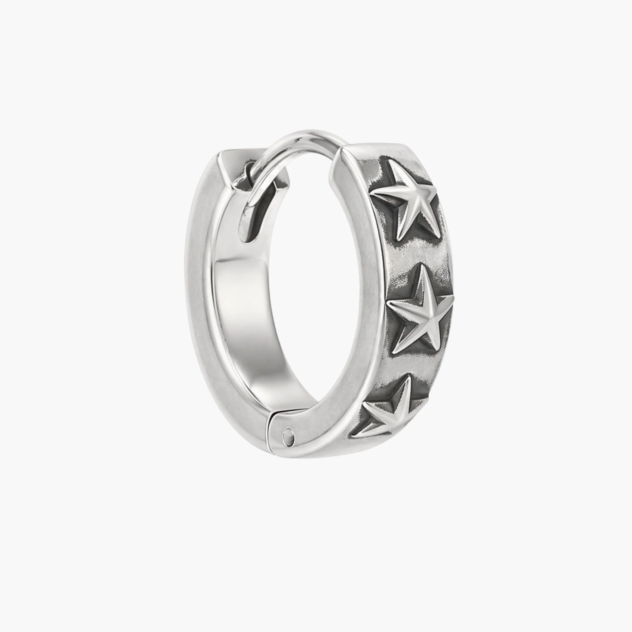 Embossed Stars Sterling Silver Earring - Image 2