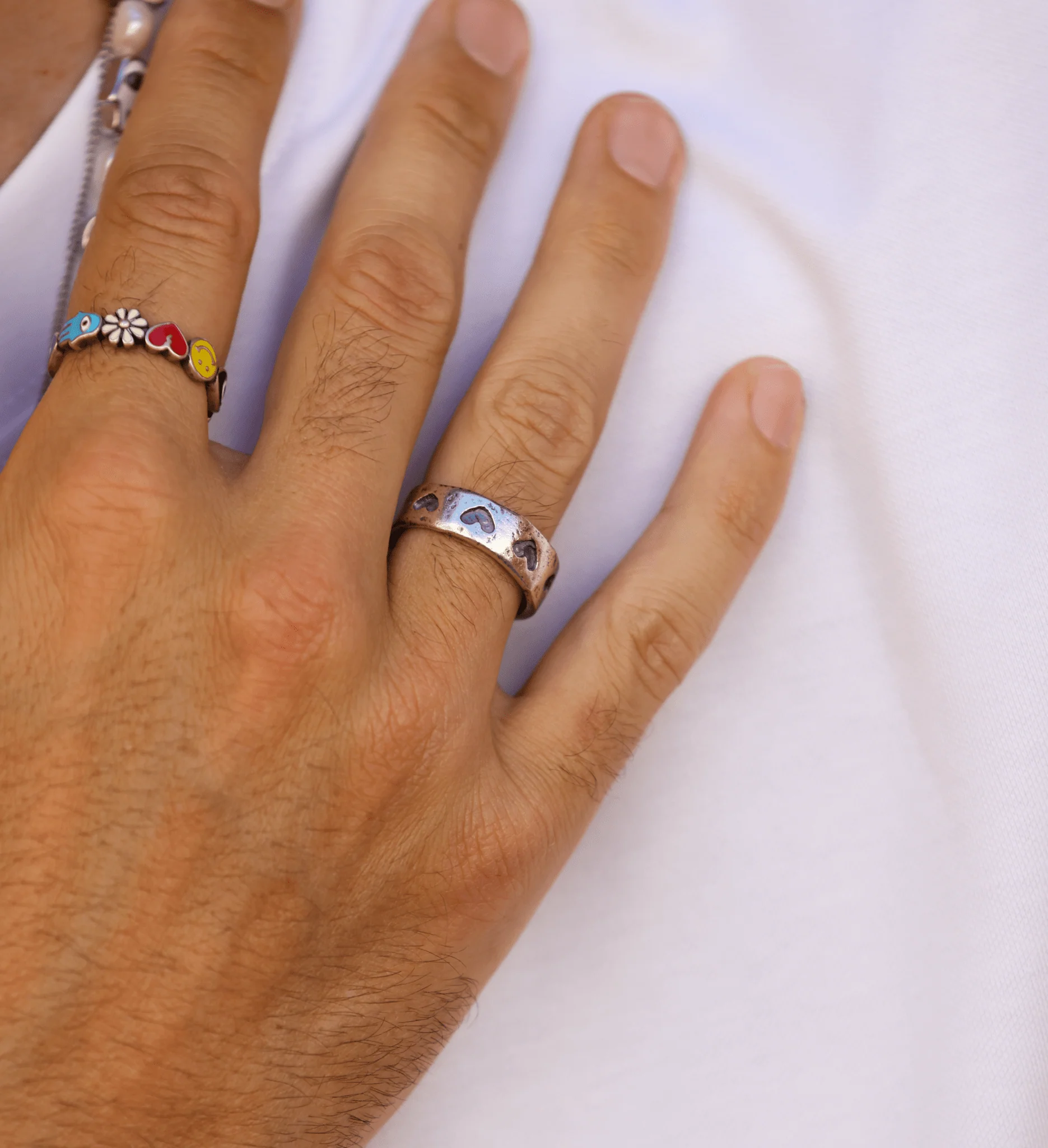 Engraved Hearts Sterling Silver Ring - Image 2