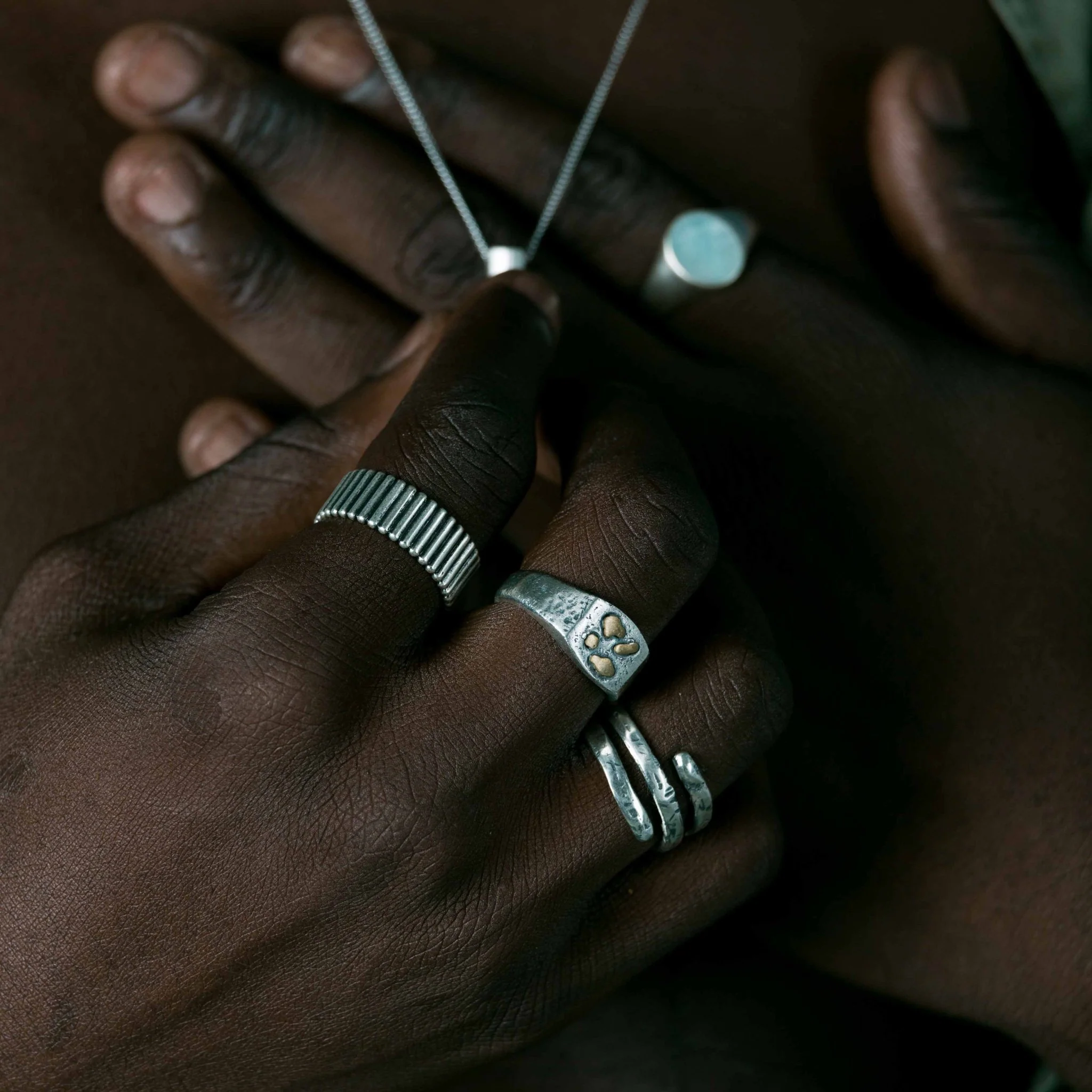 Hand-Forged Sterling Silver Ring With Gold Details - Image 5