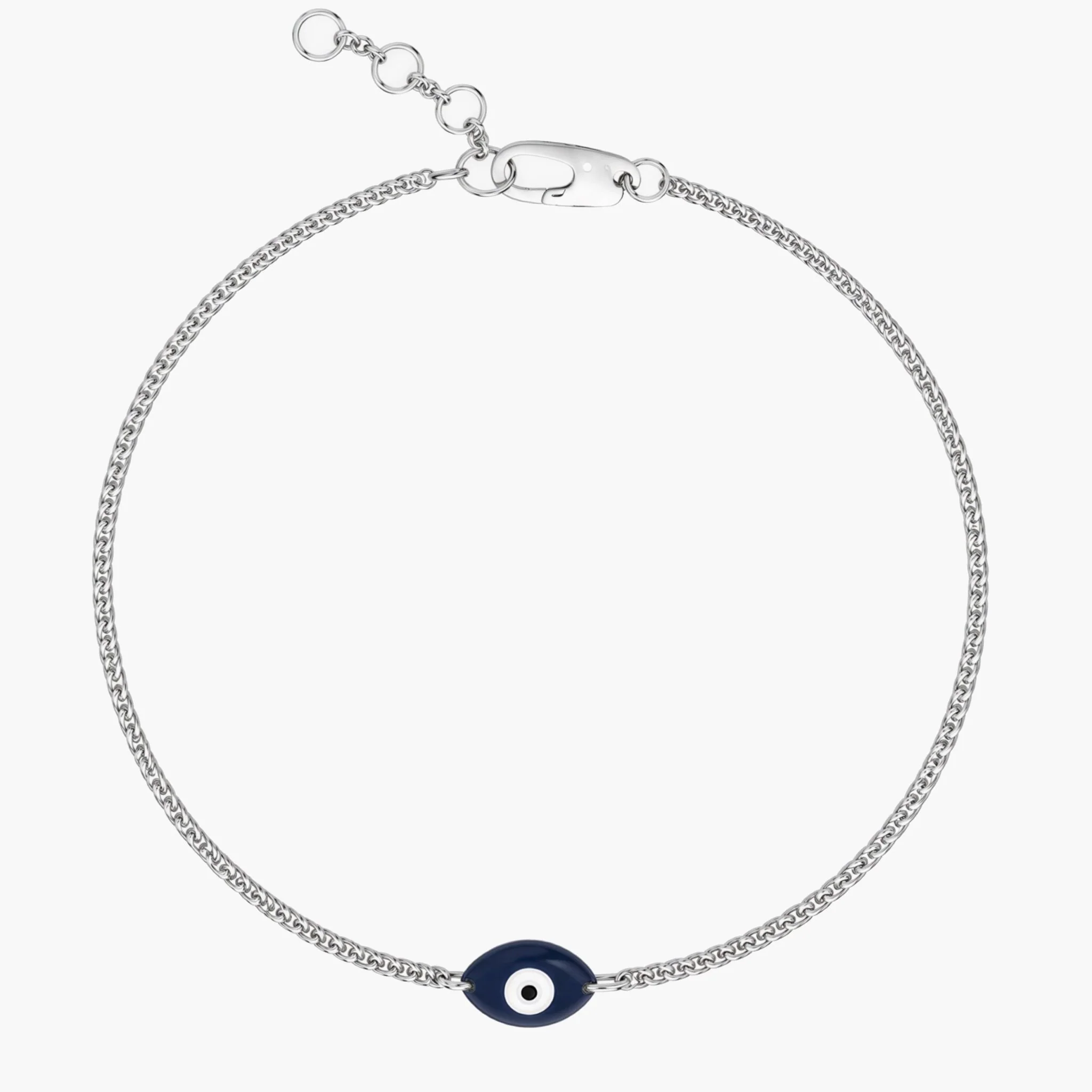 Hand-Painted Evil Eye Sterling Silver Chain Bracelet
