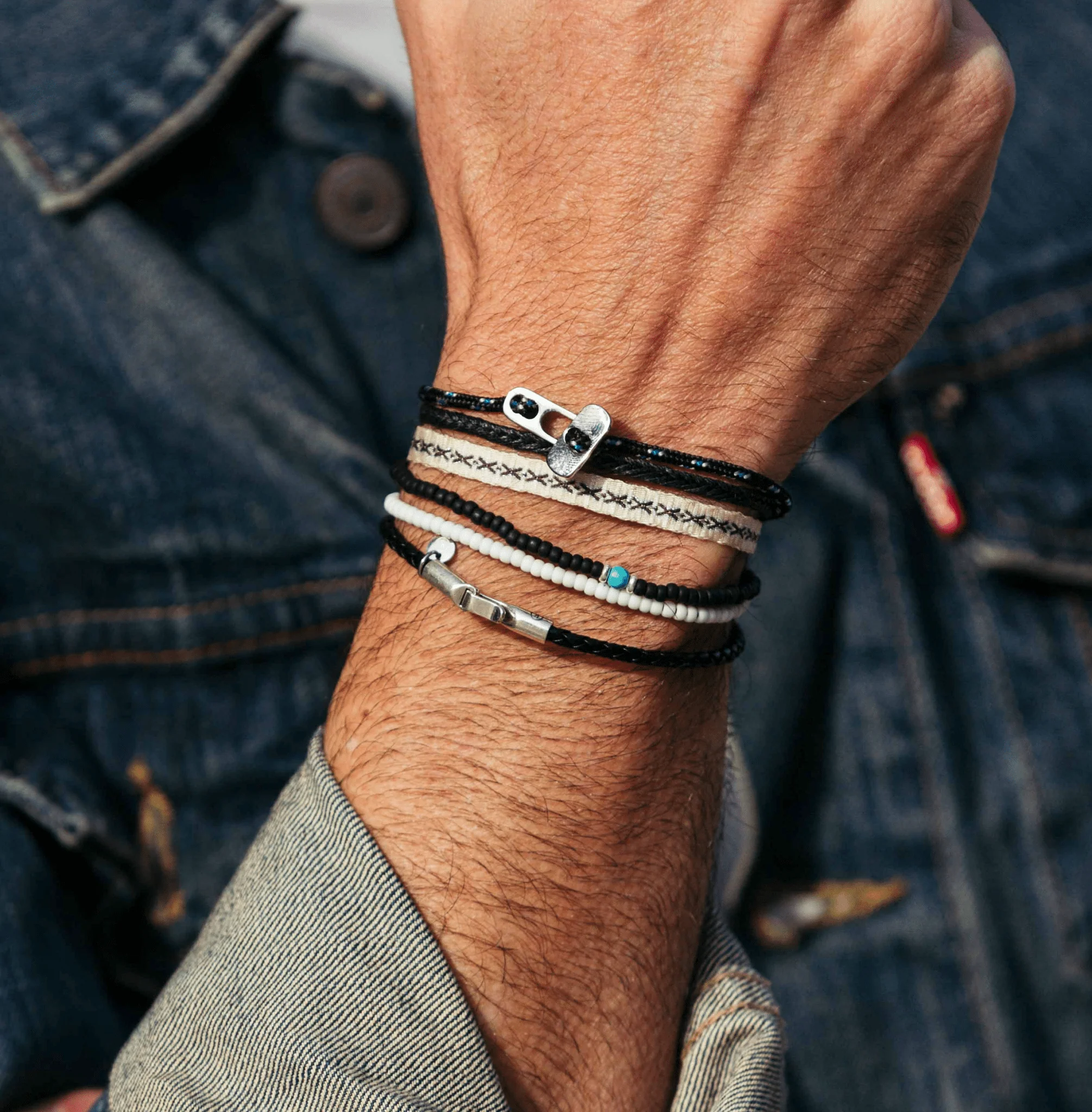 Italian Leather Bracelet With Sterling Silver Clasp (Black) - Image 6