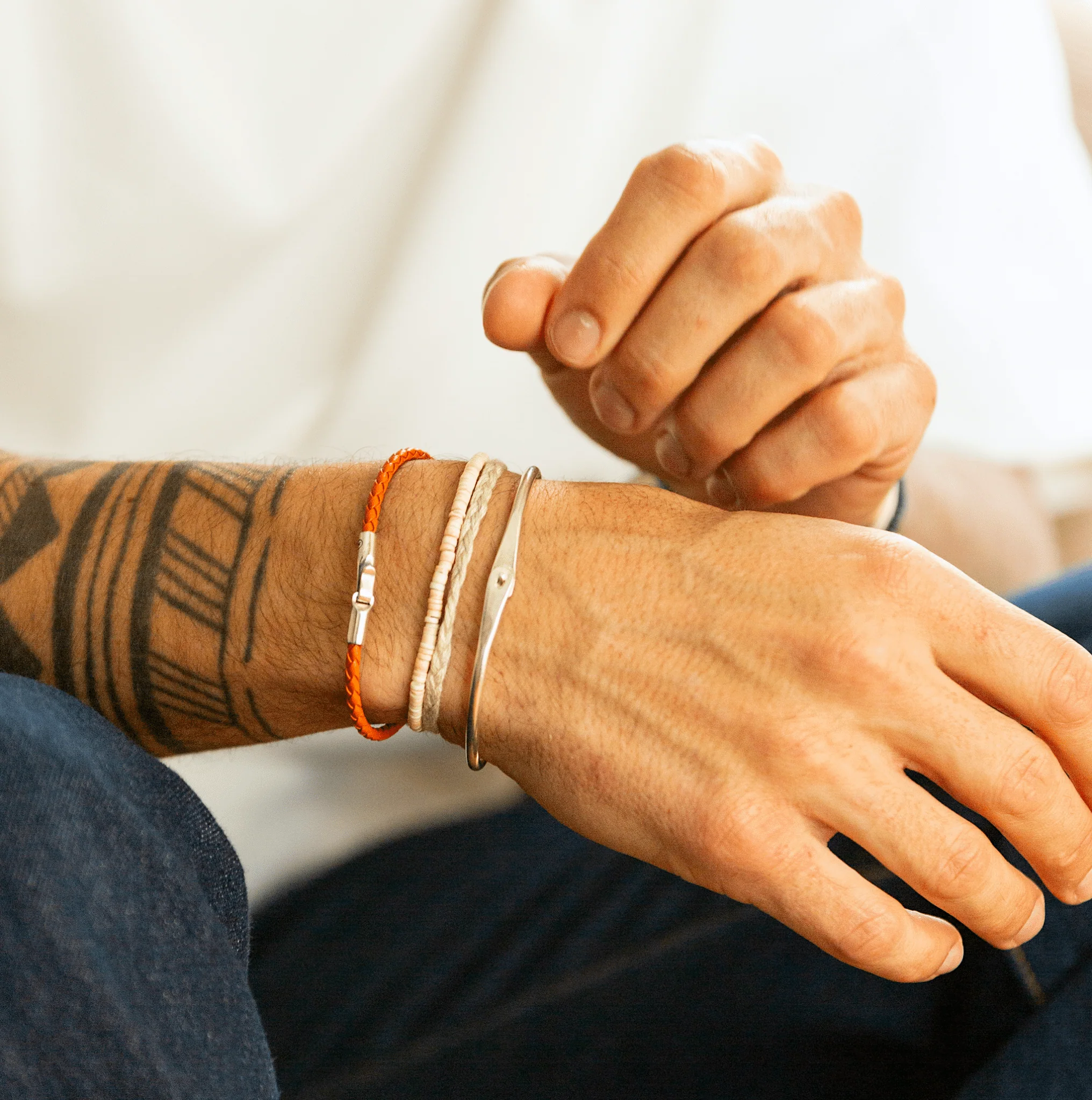 Italian Leather Bracelet With Sterling Silver Clasp (Black) - Image 8