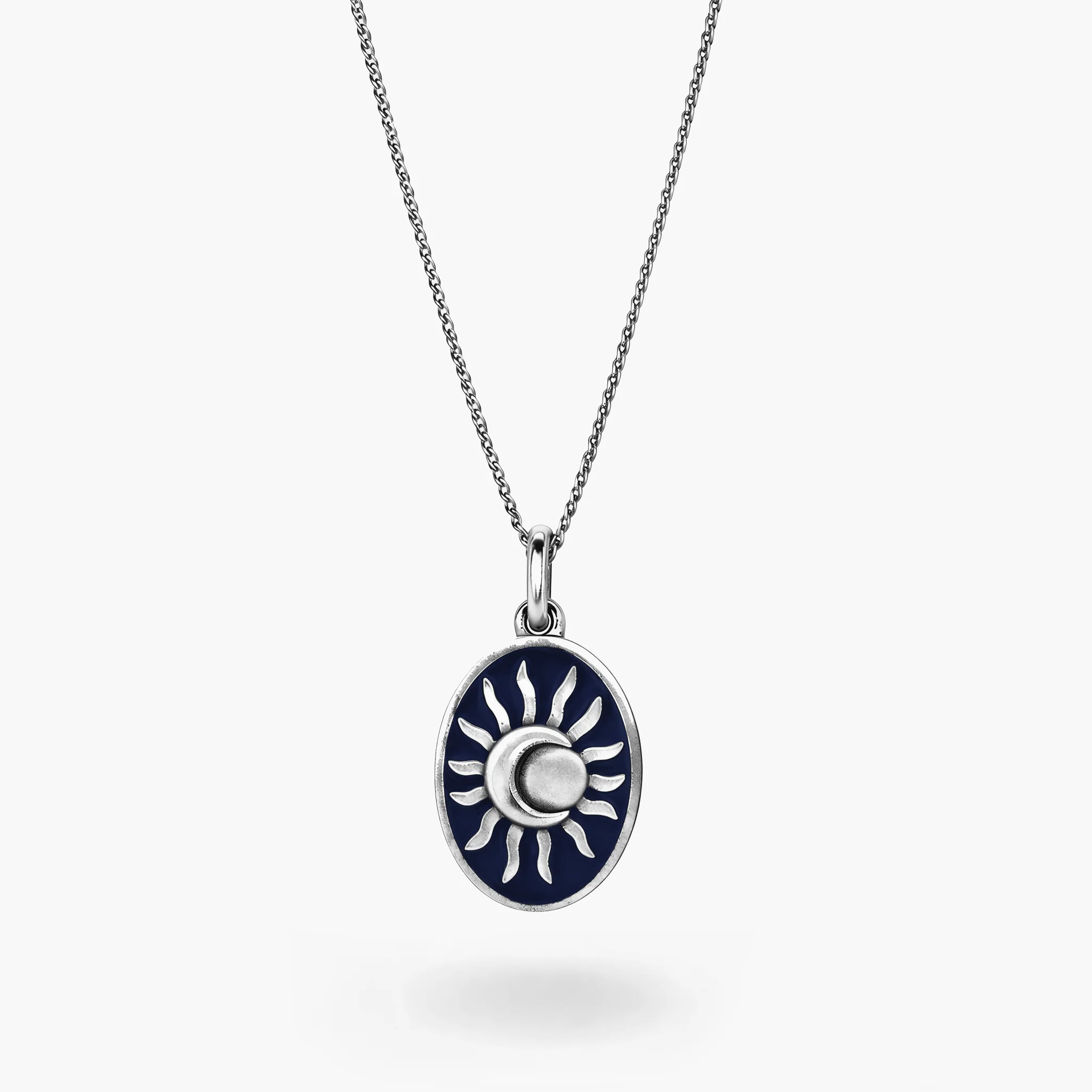 Solar Eclipse Sterling Silver Necklace (Night Blue)
