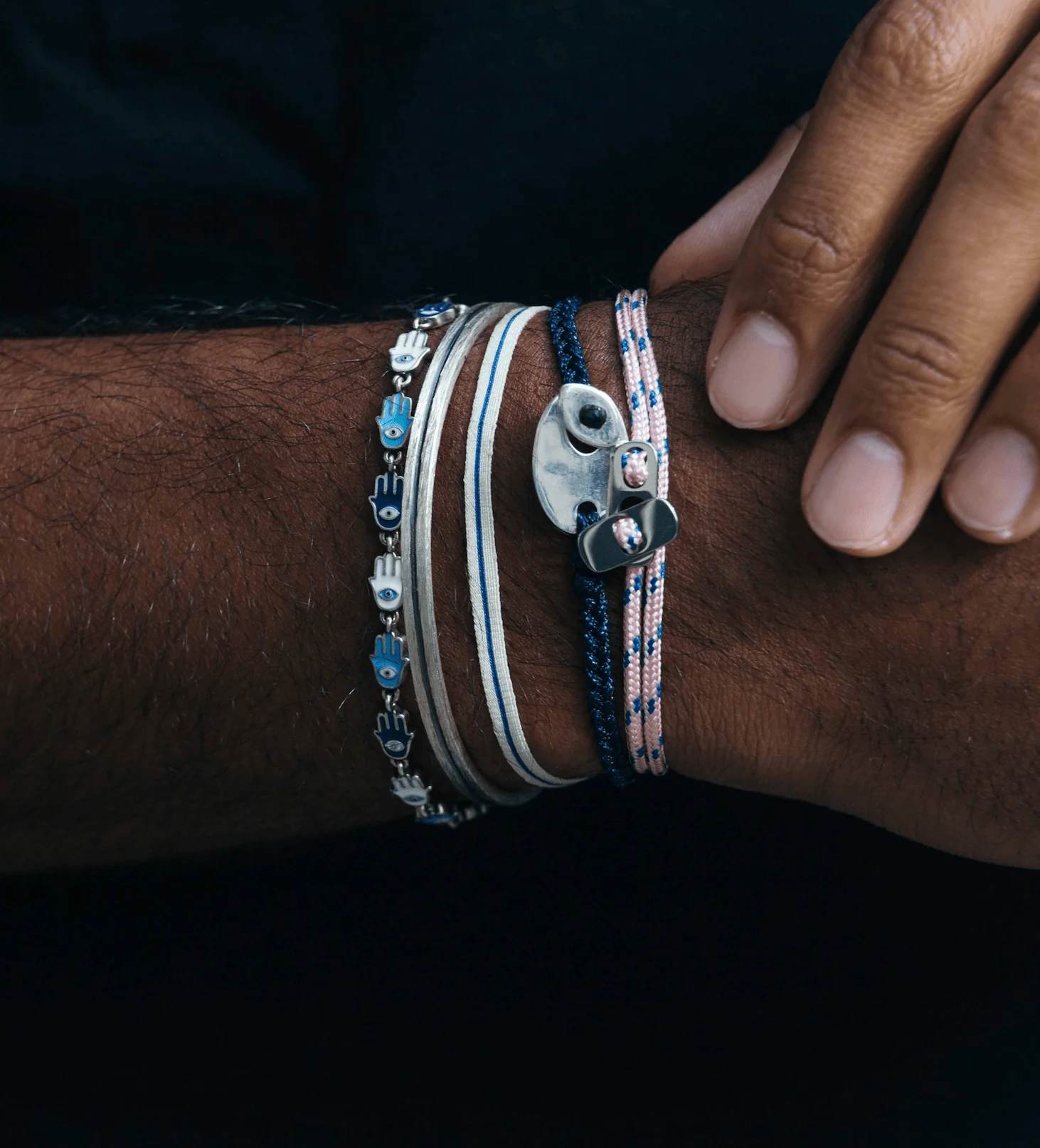 Multi Hamsa Charms Sterling Silver Bracelet - Image 5