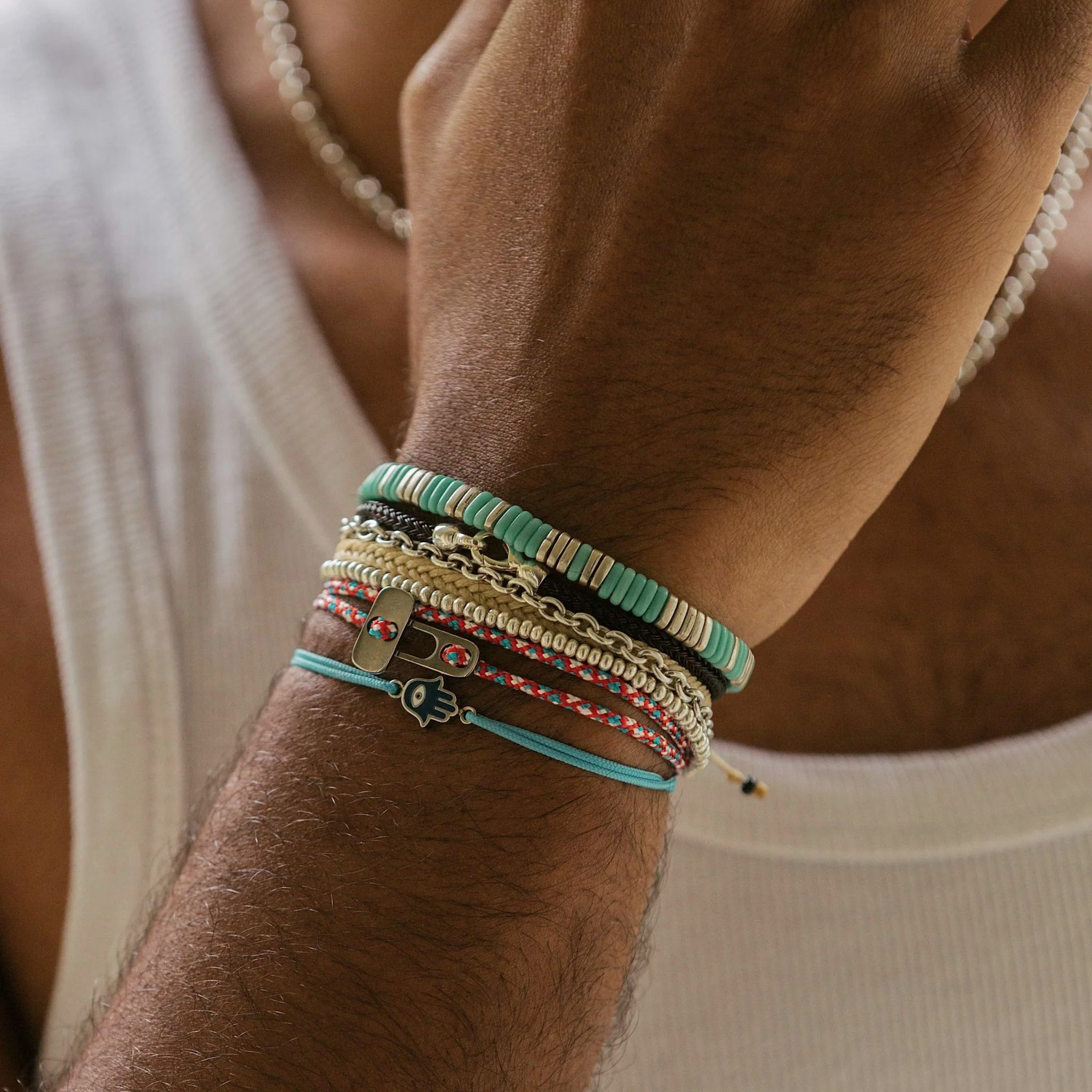 Rope Hamsa Bracelet (Light Blue) - Image 5
