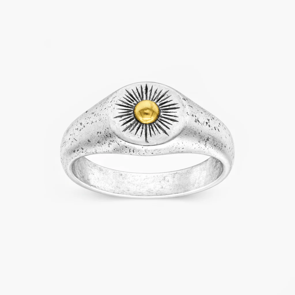 Sterling Silver Signet Ring With Gold Details