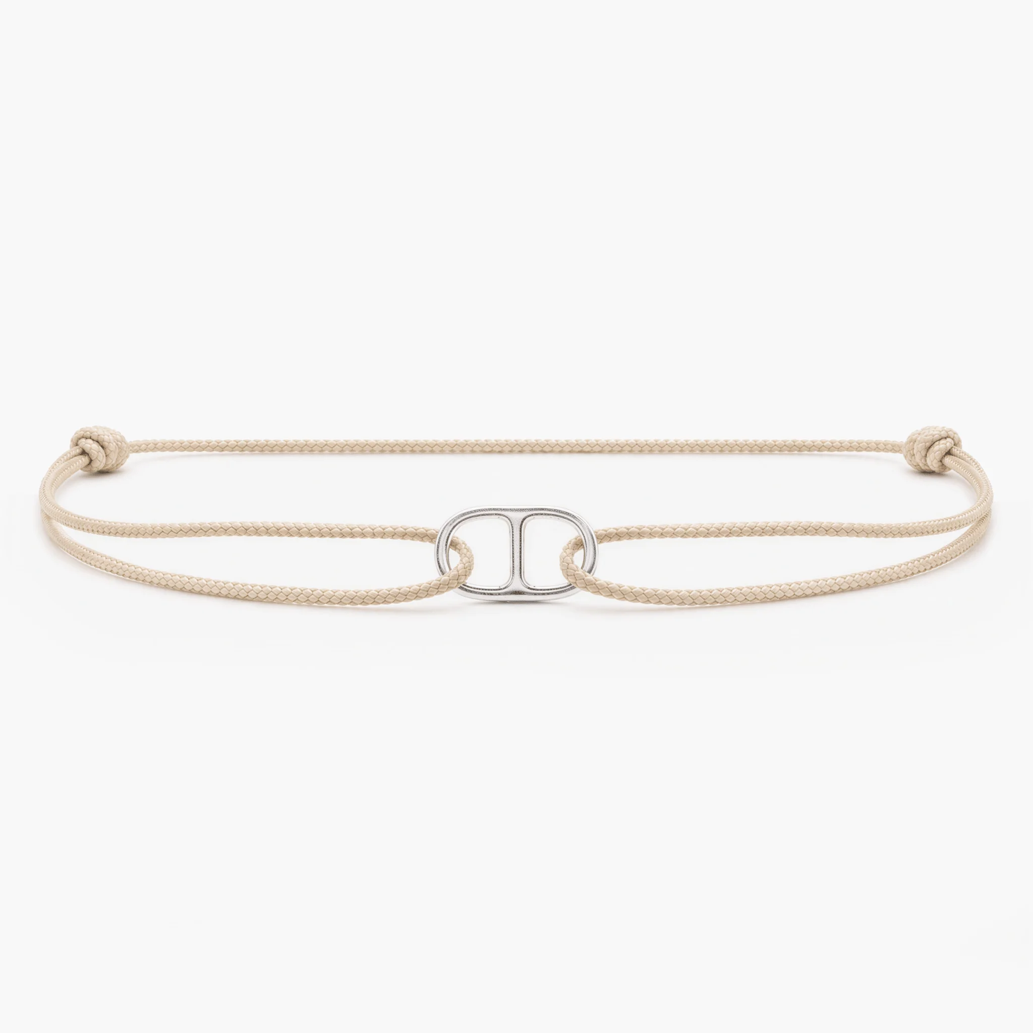 String Bracelet With Sterling Silver Connector (Nude)